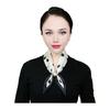 Satin Neck Scarf Irregular Geometric Pattern Wrinkle-resistant Scarf with Magnetic Imitation Pearl Buckle Outfit Accessory
