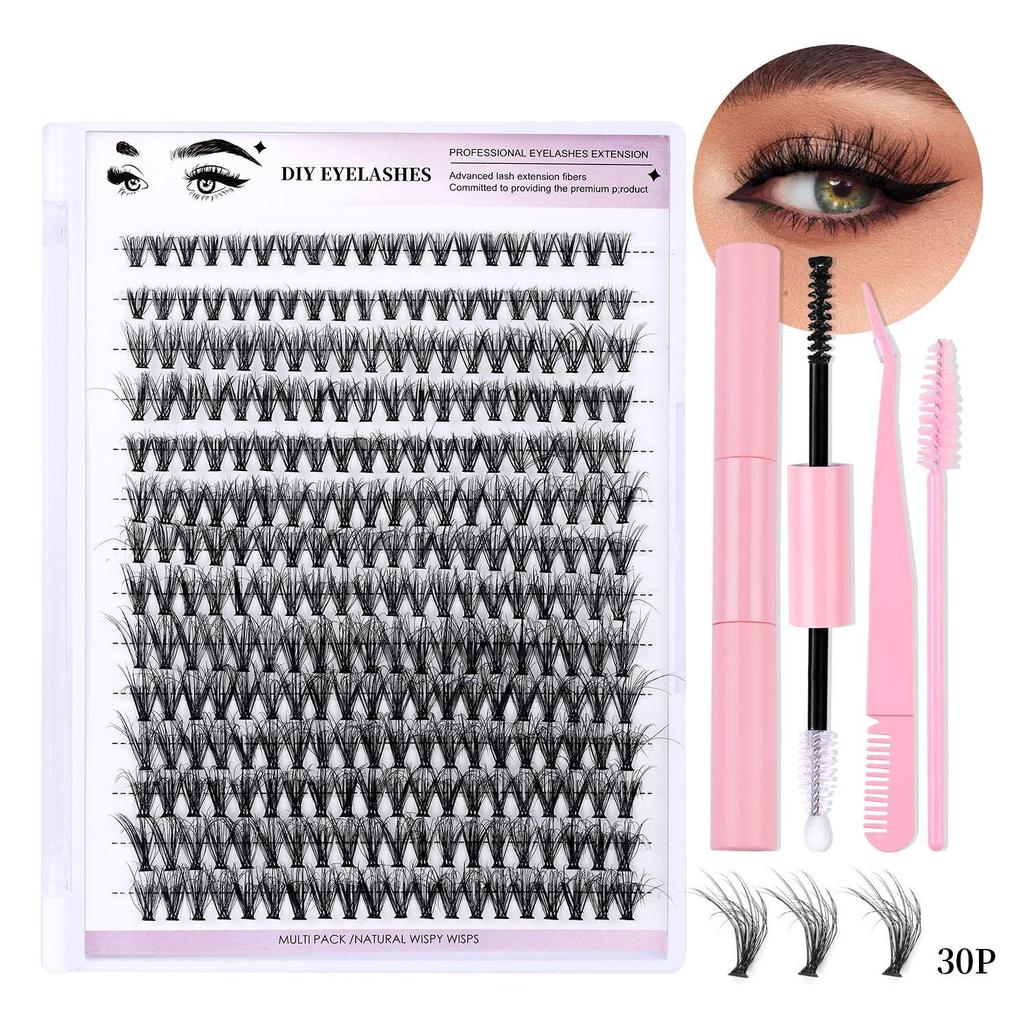 European & American Style Natural Fluffy False Eyelash Set, Single Cluster, Large Capacity Eyelash Extensions