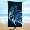 Übergroßes Motocross Strandtuch, Weiches Mikrofaser Schnelltrocknendes Blaues Dirtbike-Print Badetuch, Große Pool- & Reise-Stranddecke