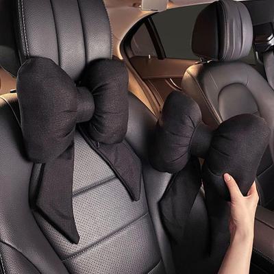 Car Seat Headrest Neck Rest Cushion Big Bowknot Streamer Shaped Neck Pillow Quick Buckle Design Ergonomic Neck Lumbar Support