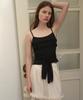 Margarine Fingers Frill Ribbon Tank Top (Black)