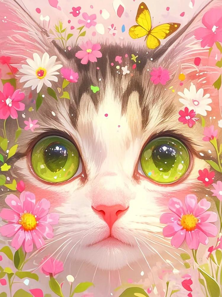 

Новинка 2024 года, бриллиантовое мультяшное животное, кошка, полный квадрат/круглый, ювелирное изделие, вышитая мозаика, цветок, 5d, сделай сам, картина для дома, украшение для дома Full Round 20x30CM