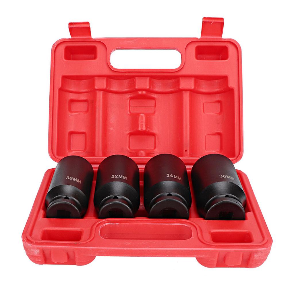 4pcs 12 Inch Deep Impact Socket Repairing Tool Set 12 Point Head Adapter High Hardness