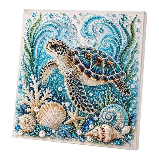 Easy Faux Pearl Crafting Project Ocean Painting Kit, Marine Life 3D Art DIY Beginner Friendly Kit Sea Turtle Fish Picture Craft Set for Adults,