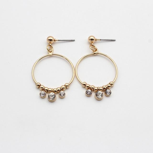 Heart Pendant Earrings Gold Crystal Glass Acrylic Beads Cute Pink Peach Earring Hoop Ear Circle Sweet Ring Beaded Vintage 35