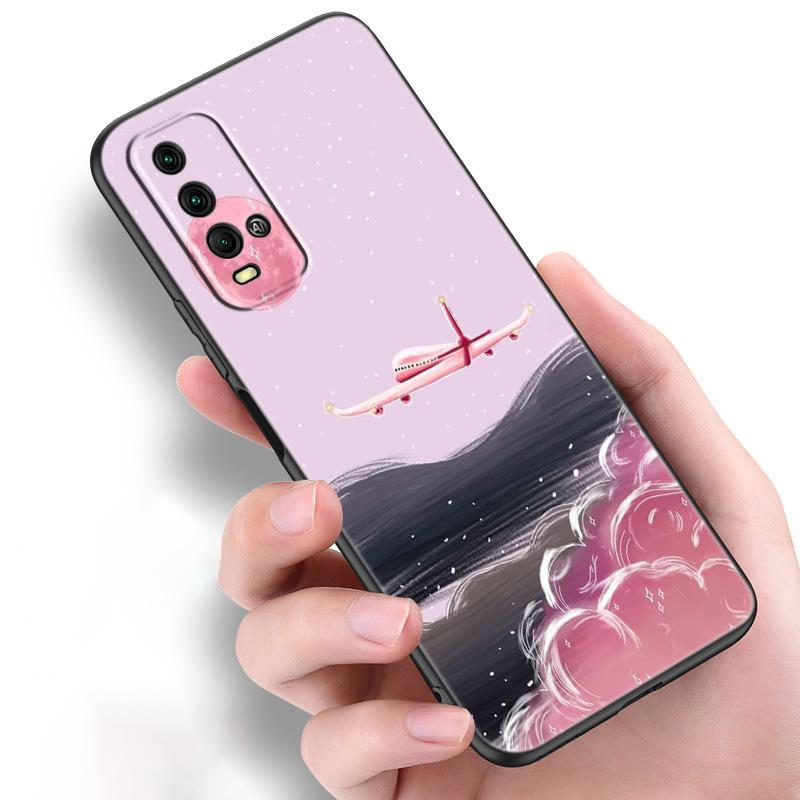 Aircraft Airplane Fly Silicone Phone Case For Xiaomi Redmi Note 11 10 9 8 Pro 11T 10T 10S 9S 8T 9 9A 9C 9T Black Soft Cover