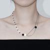 Baroque Stone Black dot unbalanced necklace