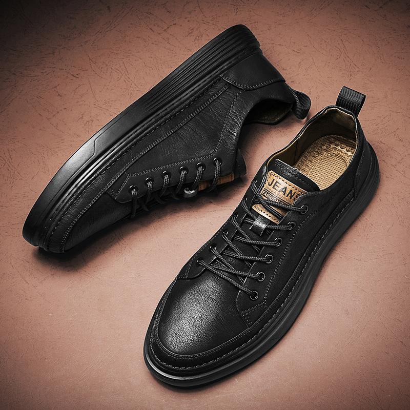 Summer new business dress British casual sports board shoes black leather shoes