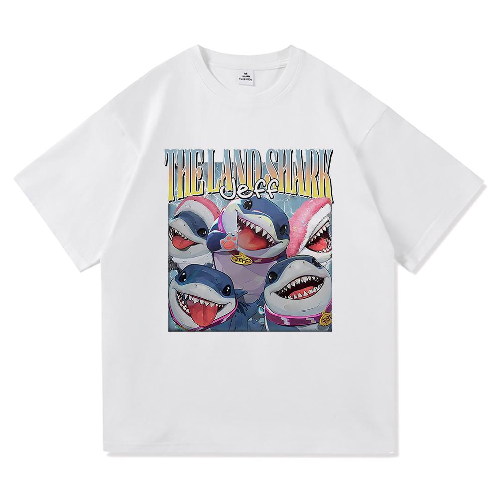 Jeff The Land Shark T Shirt Fashion 2026 Men Clothing Harajuku Unisex High Quality Cotton Tops Funny Graphic T Shirts Day Gift