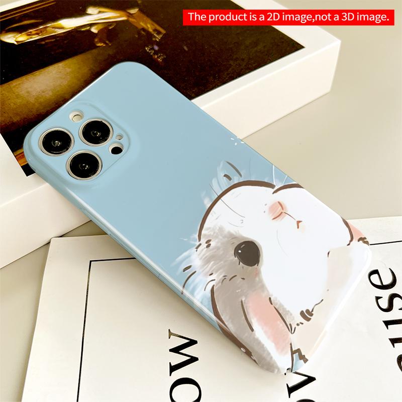 2DFlat Cute Bunny Illustration Phone Case All inclusive film hard iPhone case, compatible with iPhone 18 Pro Max 17 16 15 14 13 12 11