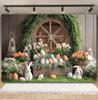 Easter white brick wall flower rabbit Easter egg shooting Backdrop spring flower wall children's birthday party banner Backdrop
