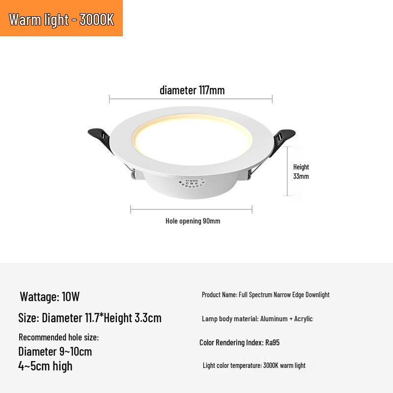 Ultra-thin Recessed LED Downlight – Eye Protection, 3.5/4/6 inch, Full Aluminum for Office, School, and Shop