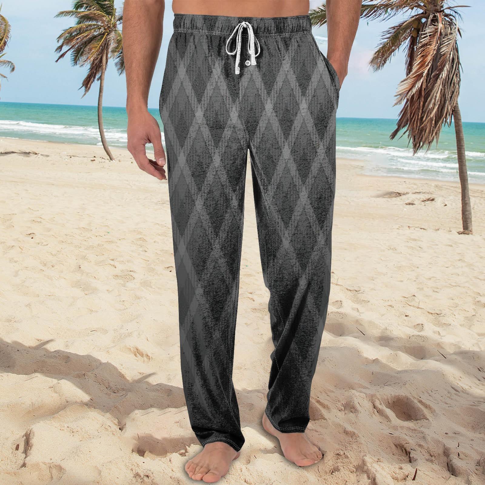 

Чоловічі трикотажні модні повсякденні штани з кишеньковими принтами, піжами XXXL