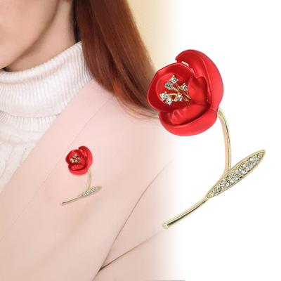 Lady Brooch Rose Shape Rhinestone Decor Anti-slip Bag Suit Coat Lapel Hat Scarf Decoration Clothes Pin Party Prom Bride Wedding Garment Jewelry