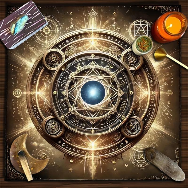 Fleece Tarots Cloth 50x50cm/60x60cm/75x75cm Soft Divination Mat with Mystical Pattern Suitable for Psychic Reading
