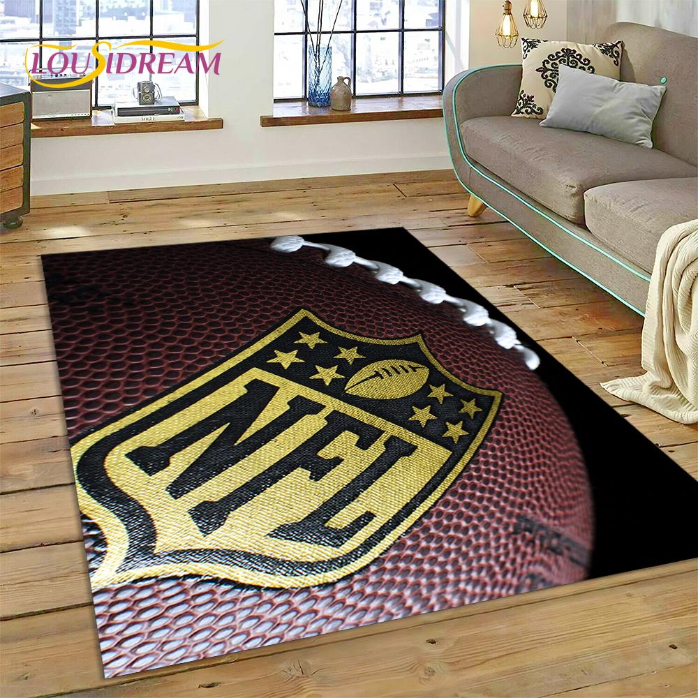 American Football N-NFL Zeichen Rugby Gamer Teppich für Wohnzimmer Schlafzimmer Dekoration, Bodenteppich rutschfeste Dekoration für Sofa Fußmatte
