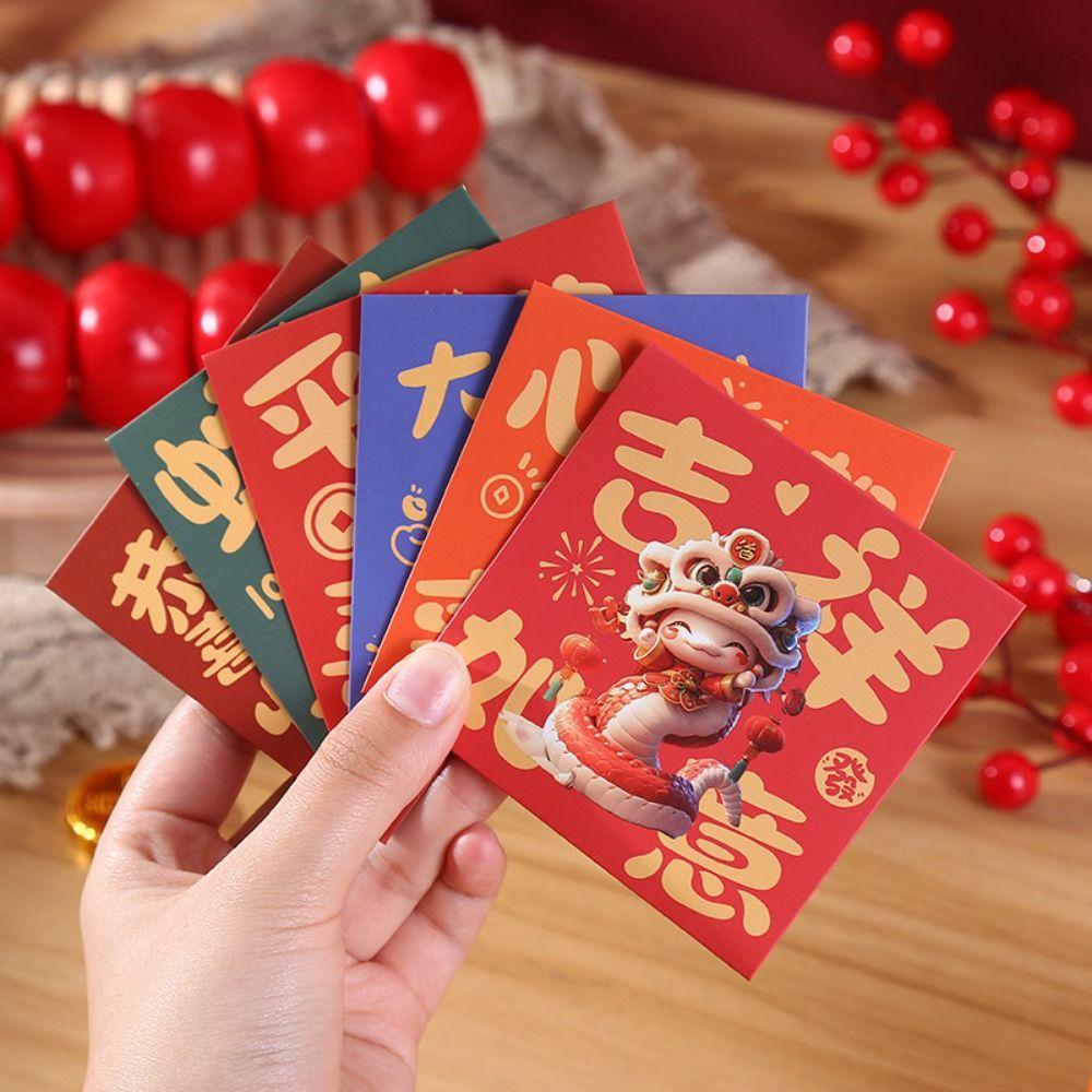 6pcs/set Cartoon New Year Red Envelopes Snake Pattern Coin Money Bags  Chinese New Year