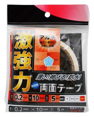 Waki Sangyo Super Strong Thick X 10mm Wide X 5m for and Double-Sided Tape, Multi-Purpose, 0.2mm Long, Fixing, Mounting, Adhesion, WKG-008