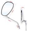Motorcycle Left and Right 10mm Standard Chrome Plated Universal Fit for Kawasaki and Honda Motorcycles Mirrors, Set, Thread, Silver, Adjustable,