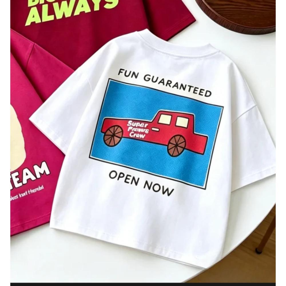 Children's Crew-neck Cotton T-shirt - Spring/Summer Boys/Girls Soft and Comfortable Casual Top
