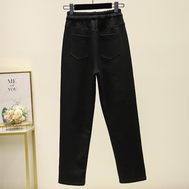 DIMANAF 2024 New Plus Size Winter Thickening Pants Women Pencil Warm Basic Elastic Loose Casual Female Black Trousers Style Pants