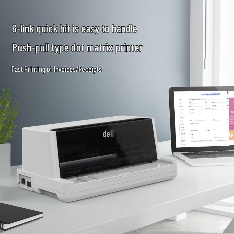 Deli Pin Matrix Invoice & Document Printer CN plug (adapter included)