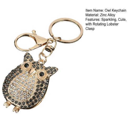 Rhinestones Owl Keychain Exquisite Owl Crystal Keychain with Rotating Lobster Clasp Elegant Bag Charms