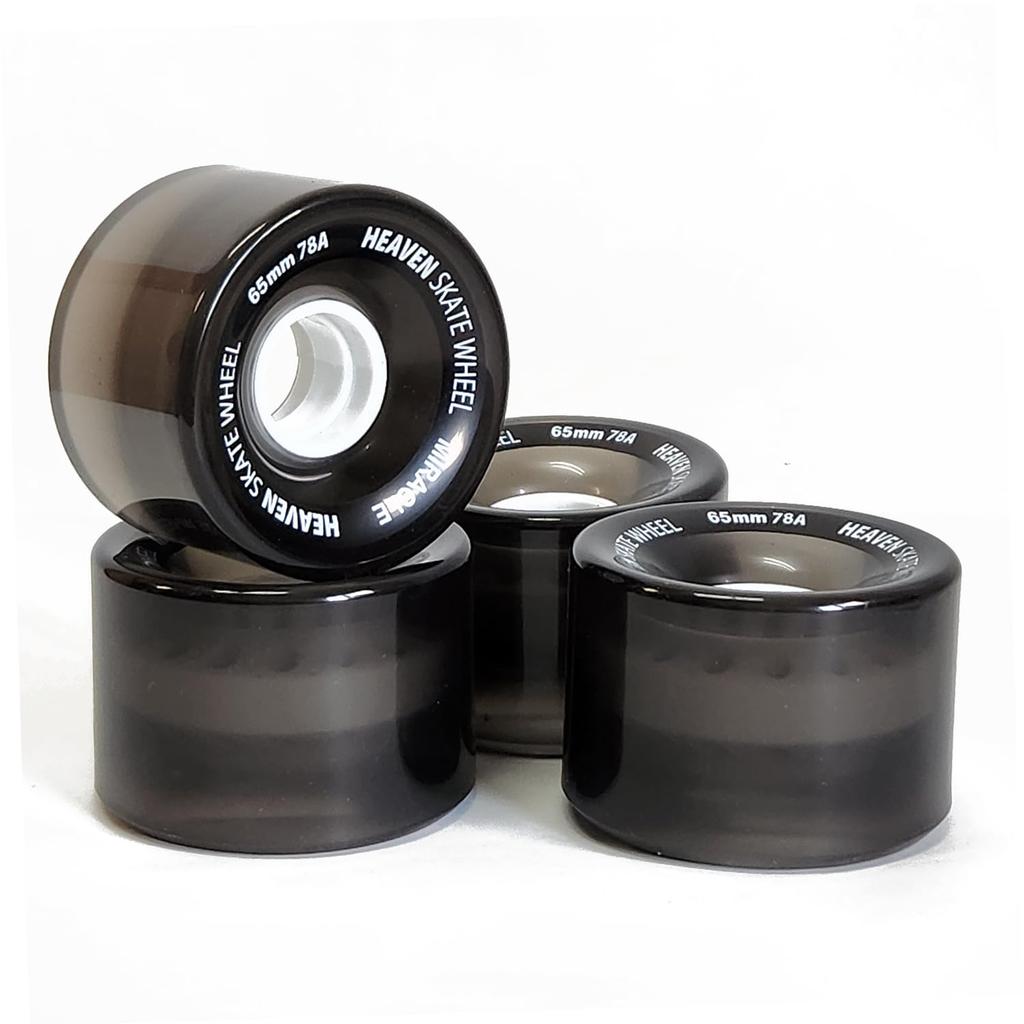 HEAVEN SKATEBOARD HEAVEN CRUISER WHEEL 65x46mm Long Skate Wheel Clear Black 78A for 1 Bike
