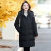 White duck down jacket women's medium and long winter new middle-aged mother clothing thickened loose hooded jacket