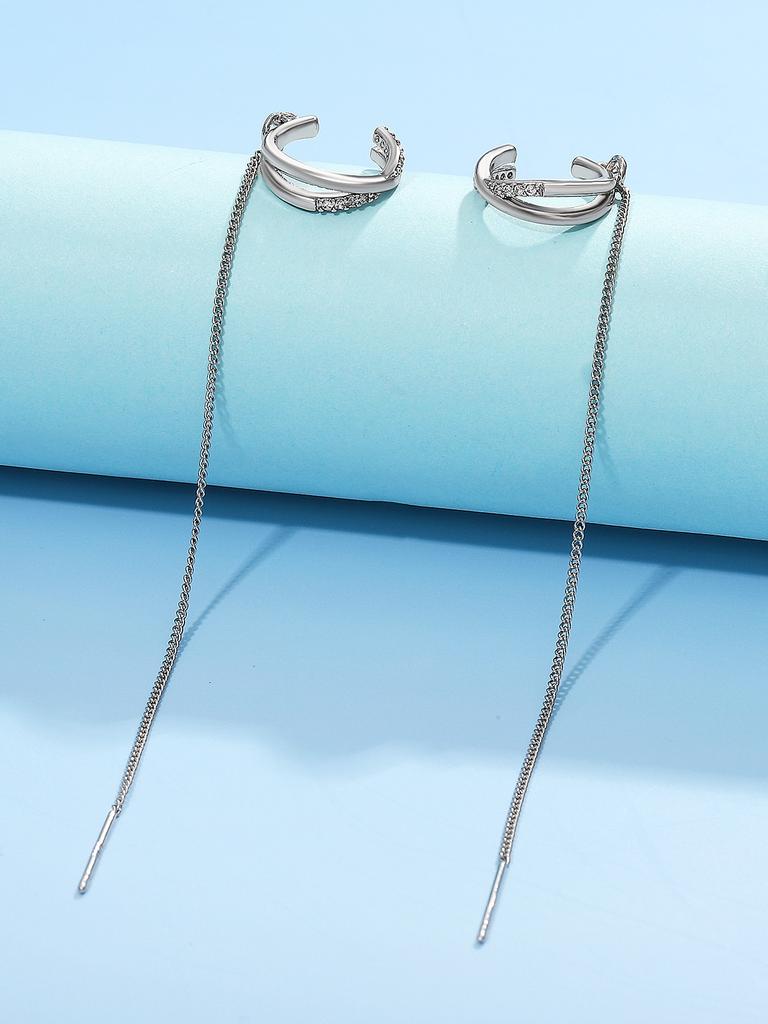 1 Pair Minimalist Extra Long Dangle Ear Cuffs Jewelry For Women Party Fashion Accessories