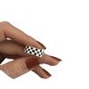 Korean Style Black & White Plaid Adjustable Women's Chessboard Ring - Retro, Creative Hip Hop Index Finger Accessory