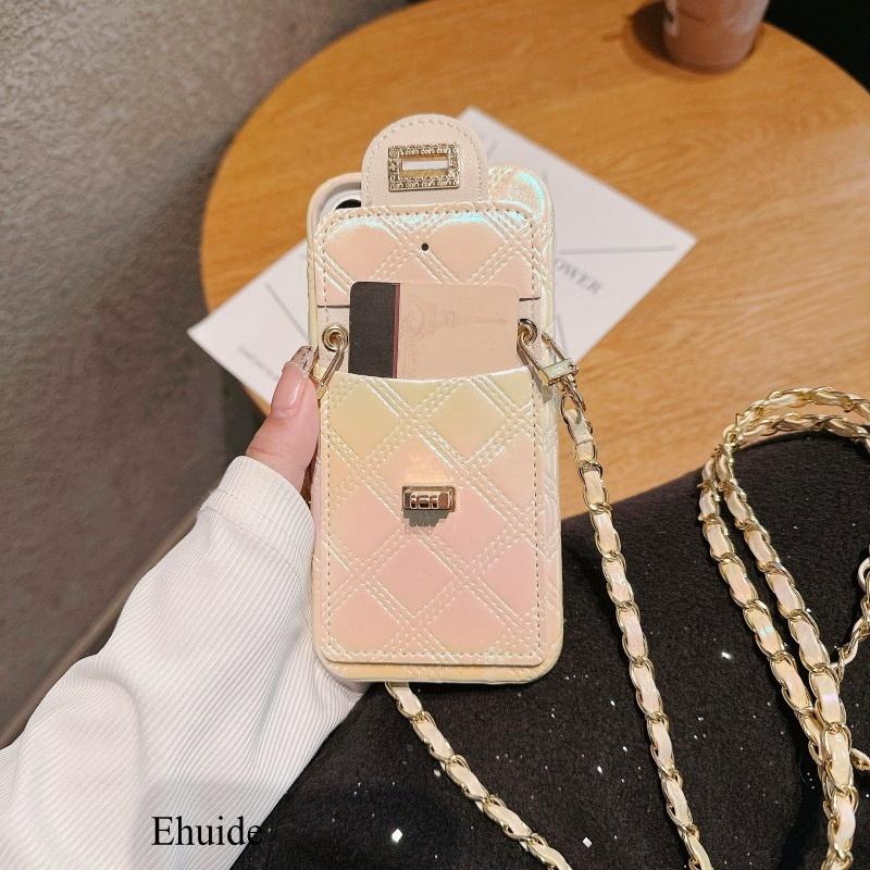 Wallet Case for iPhone 16 14 13 11 12 15 Pro Max Plus 16 Pro PU Leather Metal Crossbody Lanyard Strap Card Bag Hard Cover