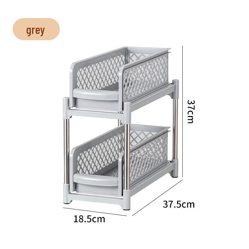 Retractable Stainless Steel Under-Sink Organizer with Pull-Out Drawer