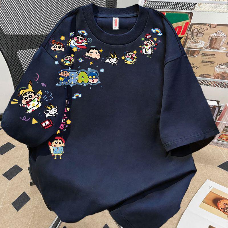 290g Unisex Summer Cartoon Shin-chan Short Sleeve T-shirt - Trendy High-end Couple Top