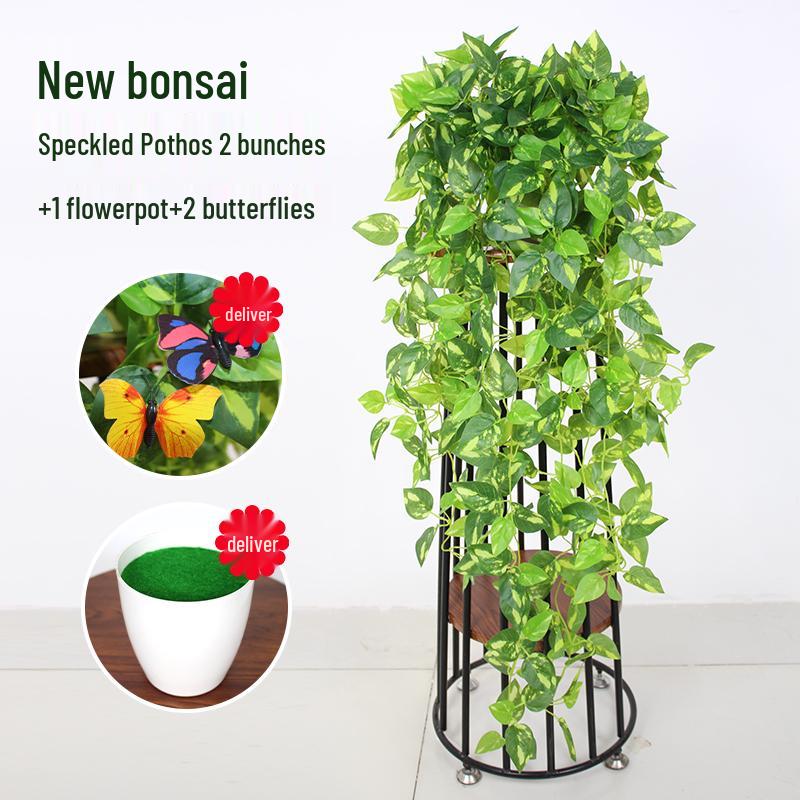 Artificial Pothos & Spider Plant Rattan Vine Wall Hanging for Indoor/Outdoor Decor