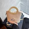 Sweet bow woven bag women's new trendy fashion literary portable vegetable basket bag messenger bag