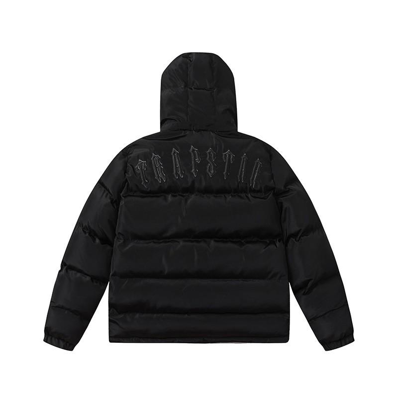 Chaqueta cálida de plumón con cremallera bordada con letras y etiqueta pequeña y cuello alto retro para parejas