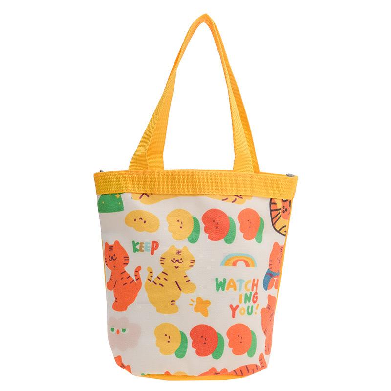 Childrens Canvas Bag With Cartoon Tiger Pattern And Single Shoulder Strap For School