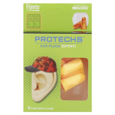 Protechs, Zatyczki do uszu, Sportowe, 8 par, Etui w zestawie