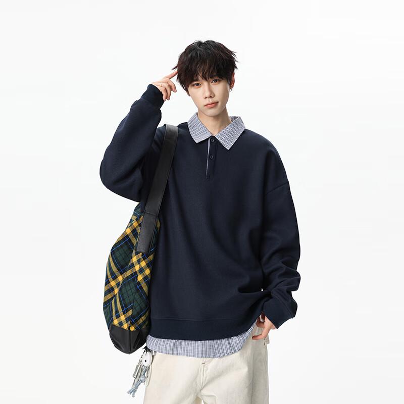 

TOM ADAM Men s Colorblock Polo Sweatshirt M