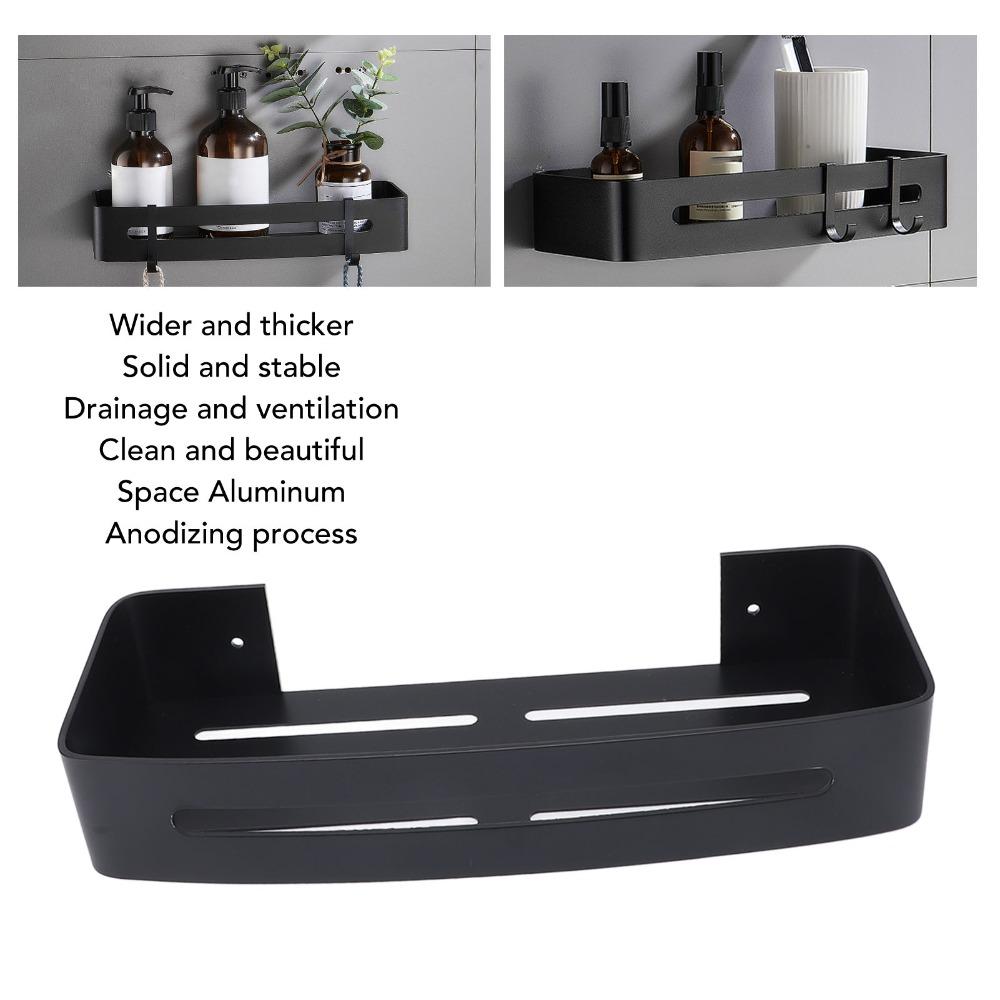 With Hooks Bathroom Shelf Black Floating Wall Shelf Storage Shelf Home Hotel Apartment
