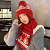 2025 Women's Cute Japanese Wool Christmas Hat - Thick, Warm, Knitted with Ear Protection for Winter
