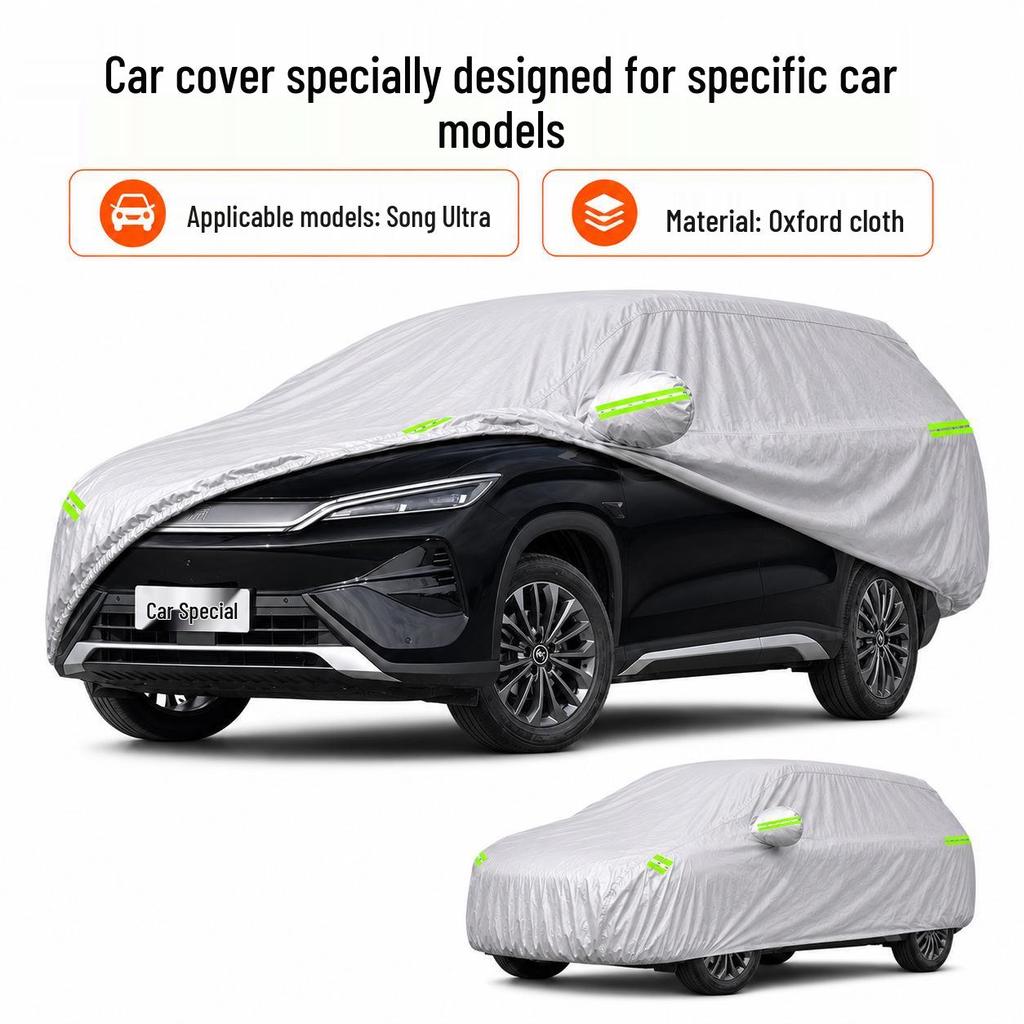 Song Ultra Car Cover: Sun Protection, Waterproof, Heat Insulation, All-Season Universal Fit, Oxford Cloth Material.