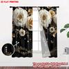 2D Flat Printing 2pcs Happy Valentine's Day Curtain White Rose with Notes Digital Printed Polyester Drapes Festive Holiday