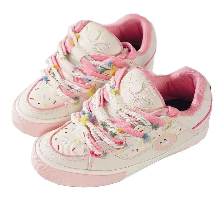 College Style Cute Strawberry Bread Shoes Women's Tide Niche Design Versatile Casual Board Shoes Spring New