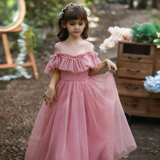 Popular European and American Flower Girl Tulle Cake Dress - Girls' Princess and First Birthday Dress