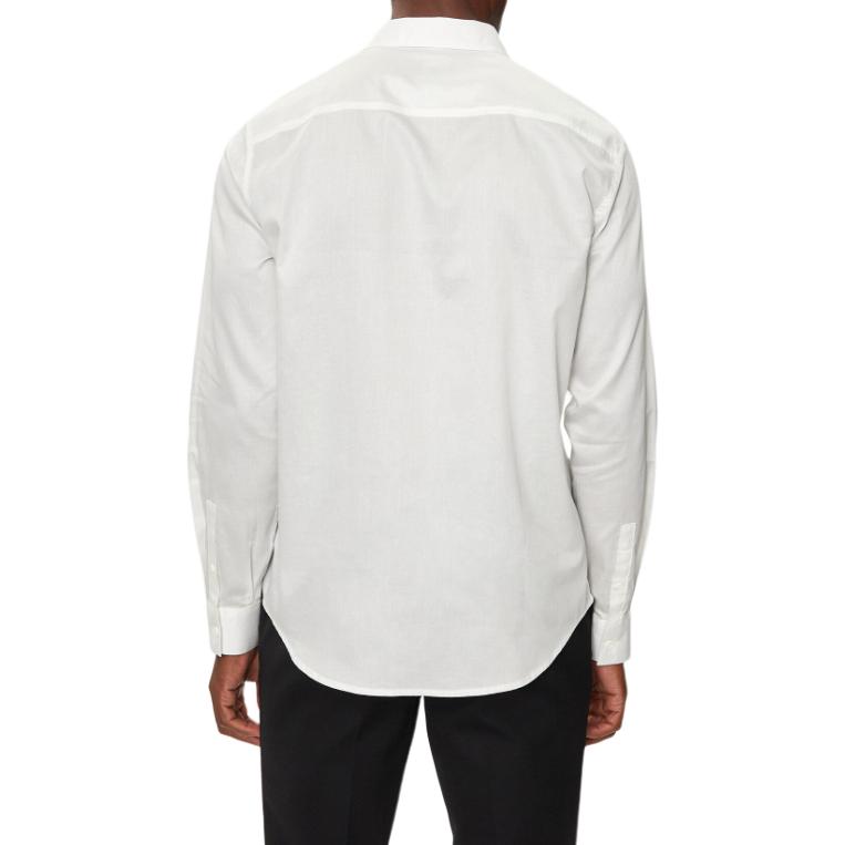 Armani Exchange Solid Point Collar Loose Fit Long Sleeve Shirt Men shirts White 6DZC27-ZNZRZ-1116
