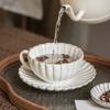 Retro Tea Mug Plate Set Flower Shaped Pottery Drinkware Set Creative Milk Cups  Breakfast