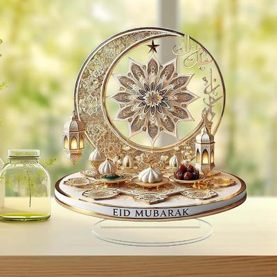 2D Eid Mond Ornament, Tisch Dekoration, Plaque, Zubehör Ramadan Decor, Flache Acryl Zeichen für