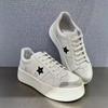 Autumn 2025 Women's Star White Thick-Soled Height-Increasing Leather Canvas Shoes: Versatile, Fashionable, Casual Sports Footwear